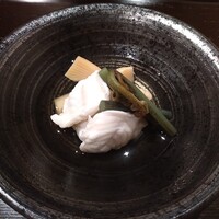 馳走 風々 - 蒸し物：フグと筍・山菜
