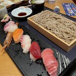 産直鮮魚とおばんざい 魚こめ屋 - 7種のおまかせ握りとざる蕎麦セット