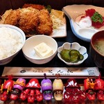 とん㐂 - 刺身付きヒレカツ定食