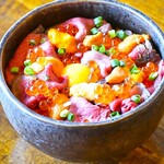 箱館居酒屋 熾美 - 鹿肉と雲丹イクラ丼