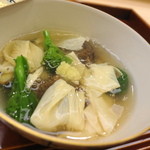 味 ふくしま - 4品目　お麩（黒ごま）と菜の花と湯葉をあんかけで頂きます