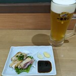 Kiritsu - 生ビール450円&鳥刺し350円