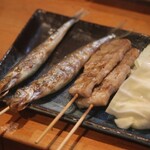 やきとり 鴨平 - ししゃも、豚バラ