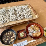 そば屋 安曇野 - 大名そば、きざみ鴨汁+ミニトリ天丼