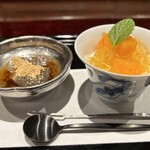 奈良 而今 - わらび餅　豆乳ブラマンジェ せとか蜜柑