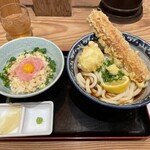 難波千日前 釜たけうどん - ちく玉天ランチ（ちく玉天ぶっかけ＆ネギトロ丼）