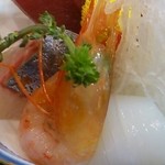寿司岩 - お刺身（カンパチ、ボタン海老、イカ）