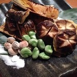 魚菜 由良 - タケノコ・エビしんじょ・サバ・そら豆・銀杏
