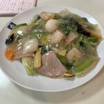 とんかつ・中華の店　食事処　秀 - エビ焼そば（あんかけ）　700円
