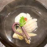 新ばし 星野 - （お椀）アイナメ、筍、こごみ