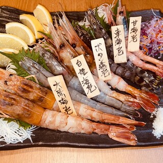 他には無い5種の海老刺身食べ比べ！