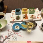 紅梅亭 - 紅梅酒 七種盛り 鰆たたき