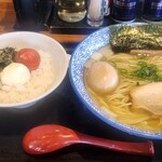 鎌ヶ谷 製麺堂てつ - 味玉塩ラーメンと高菜明太子丼