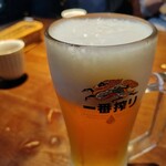 Shirakutei - まずは生。ジョッキもキンキンに冷えてやがる。