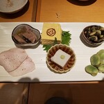 そば一仁 - 季節のおつまみ6点盛り