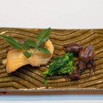 SHUN - 青森県桜鱒の幽庵焼き 蛍烏賊の有馬煮 菜の花のお浸し