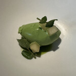 レスピラシオン - 福井で自生したクレソンのソルベ。青い香りが広がります。