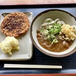 Maharu - カレーうどん（小1玉）450円、ハムカツ140円、半熟卵天120円、合計710円。カレーとハムカツの組合せ最高！