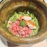 Yakiniku Kokon - せりと金目鯛とヒレの土鍋ご飯