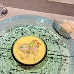 Global French Kitchen 雫 - 真鯛白子のムニエル　浅利のサフランクリームスープ