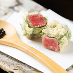 天富良 天露 - A5黒毛和牛の牛フィレ天ぷら