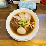 麺屋 誠 - 【醤油（ｽﾄﾚｰﾄ細麺変更）tp味玉】