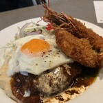 洋食クアトロ - エビフライとハンバーグのセットにホタテフライ追加