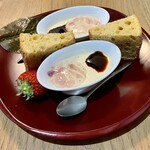 佐とう - デザート/ 桜のプリン 和三盆・シフォンケーキ・苺