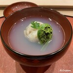 御料理 寺沢 - 蛤真薯､天然の屈み､木の芽の椀物