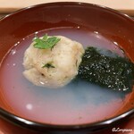 御料理 寺沢 - 椀物にすじ青海苔を加え