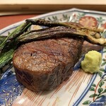 御料理 寺沢 - 仙台牛のフィレ肉の炭火焼ステーキ