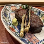 御料理 寺沢 - 仙台牛のフィレ肉の炭火焼ステーキ