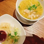 桃菜 - 皿海老雲呑(3個)& 鶏塩つゆそば(小)