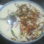 青龍 - アワビとタケノコのクリーム煮込み（揚げネギがアクセント）