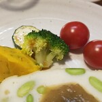 キッチン ブルー グローブ - 備え付け野菜のアップ