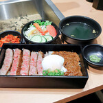 Sumiyaki Niku No Kondou - ステーキ重、サラダ、スープ、キムチ