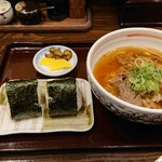 辨慶うどん - おにぎり昆布2個とべんけい中華麺