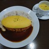 レストランツムラ - 特製オムライス（デミグラス＆キノコクリームソース）＆スープ①