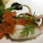 エクアトゥール - 26年2月　アイナメの直火焼き、墨烏賊とソースヴィエルジュ　アップ