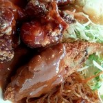 Bamiyan - 日替わりランチ　唐揚げ甘酢あんかけ＆白身魚フライ＆四川麻婆春雨