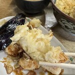 豊野丼 - 烏賊の肝の天ぷら