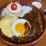 Bikkuri Donki - カレーチーズバーグディッシュ・エッグ・サラダ/ご飯大