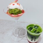 Yamamotoyama Fuji Erabo - ■お抹茶といちごのパフェ
                      ■Hello!TACHIKAWA LATTE
                      　　(抹茶 + 牛乳 + フランボワーズ)