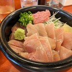 まぐろ白川 - 三色丼（赤身、トロ、ネギトロ）