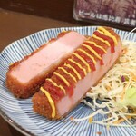 ビール長屋 貫太郎 - 超弩級ハムカツの断面