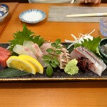 Shunwashoku Rokka - お造り盛合せ、鮪、鯛、鰆、かんぱち、生しらす