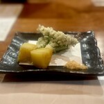 和sai 市林 - アスパラガスと紅はるかの天ぷら