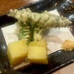 和sai 市林 - アスパラガスと紅はるかの天ぷら