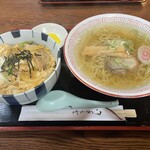 食事処 白帆 - ラーメンセット（塩ラーメン＋カツ丼）