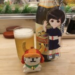 すし政 - 瓶ビールとナカノさんとひこにゃん